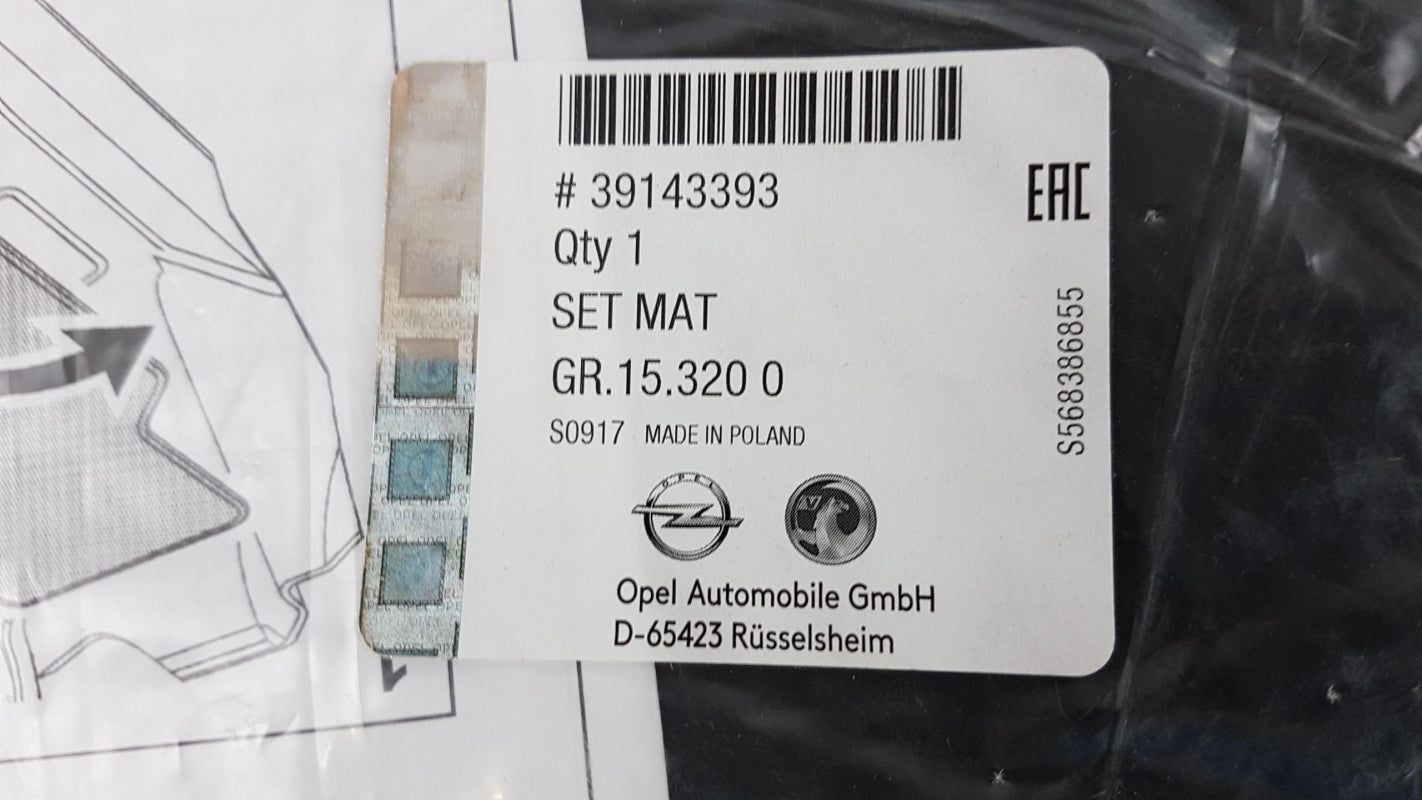 Original OPEL Corsa-E Fußmatten Gummimatten Automatten Vorne Schwarz 39143393