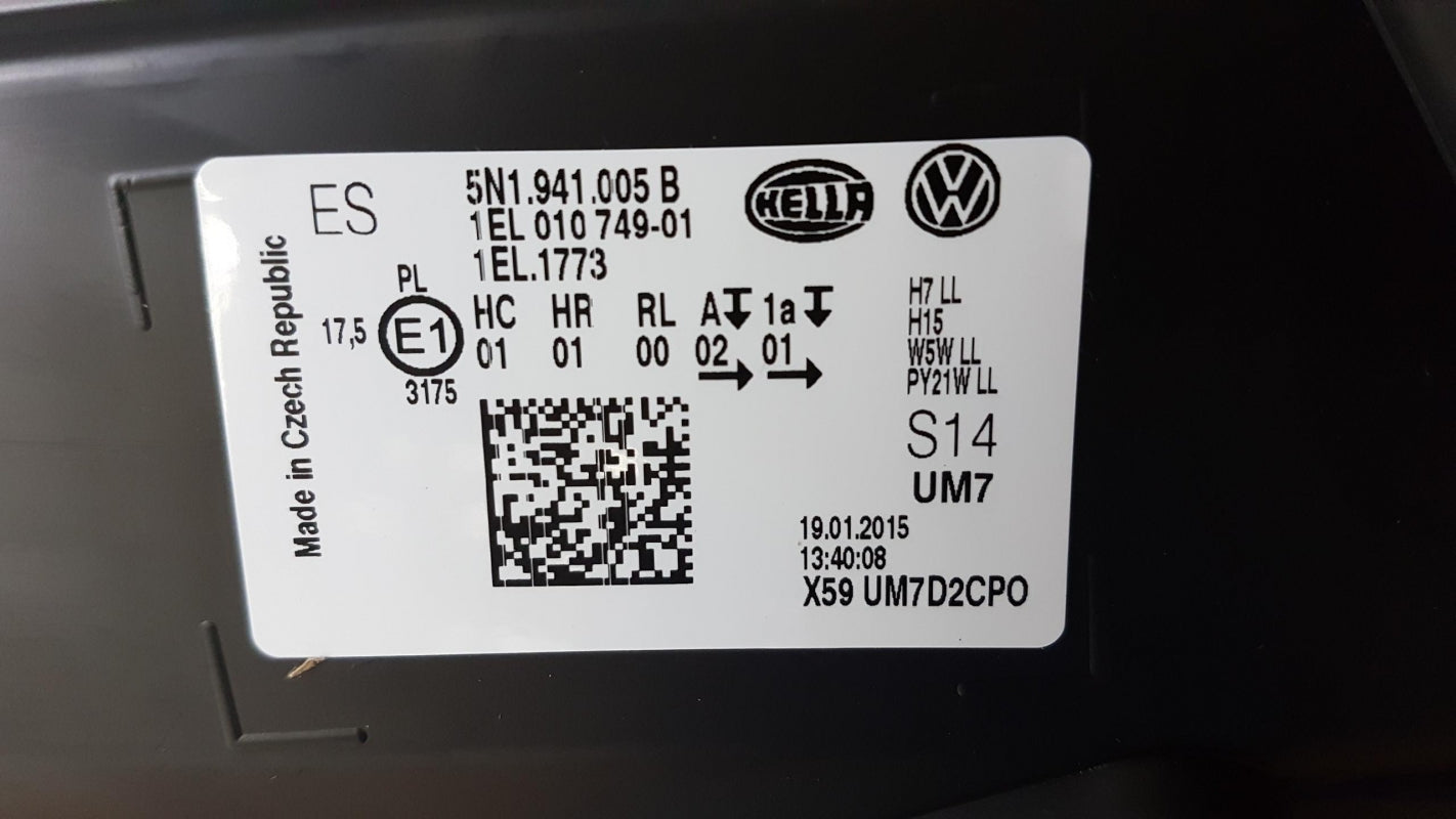 Original VOLKSWAGEN Tiguan I (5N) Scheinwerfer Halogen Links 5N1941005B