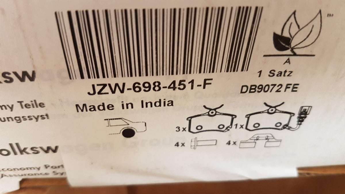 Original VW Polo IV SEAT Cordoba Bremsscheiben mit Bremsbeläge hint. JZW698601AD