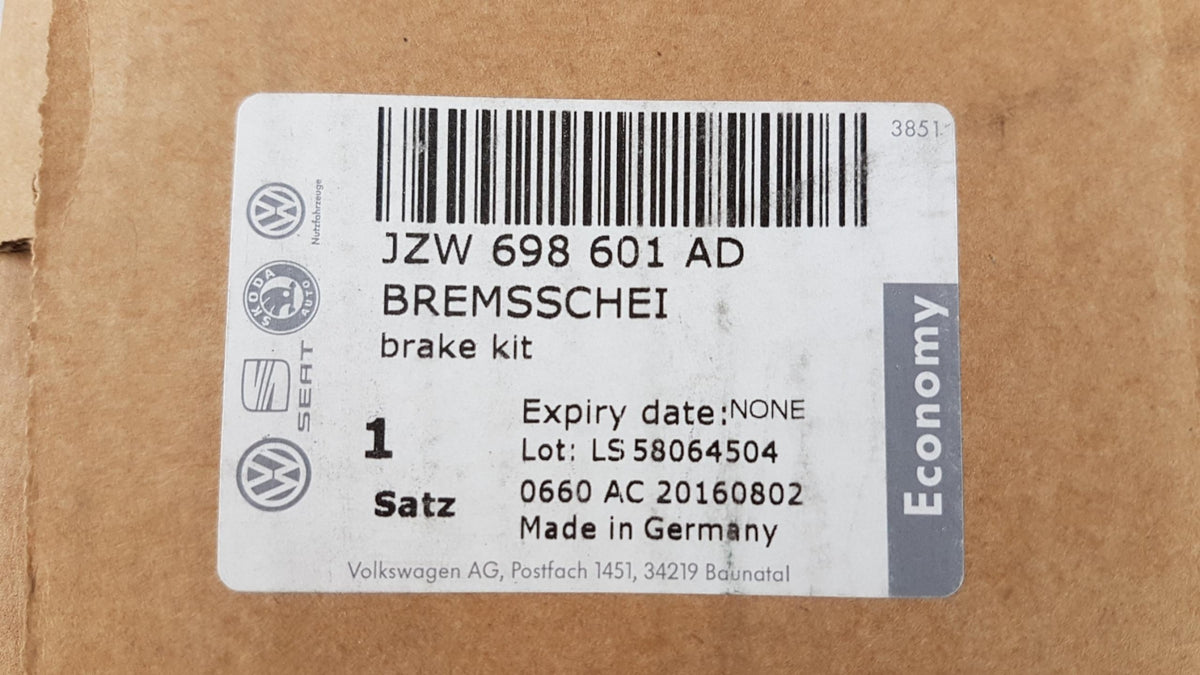 Original VW Polo IV SEAT Cordoba Bremsscheiben mit Bremsbeläge hint. JZW698601AD