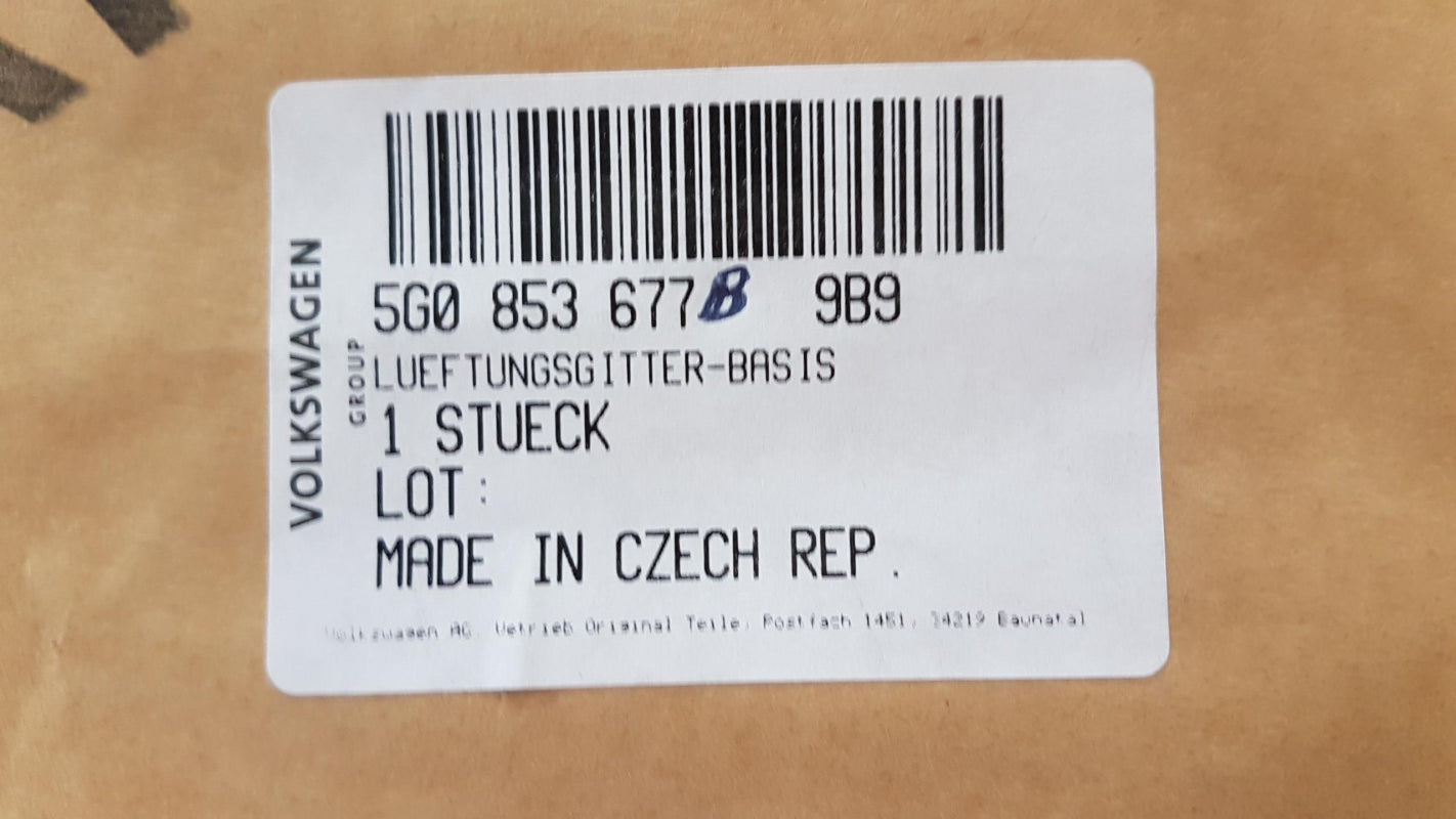 Original OE Volkswagen Stoßfänger Lüftungsgitter 5G0853677B9B9