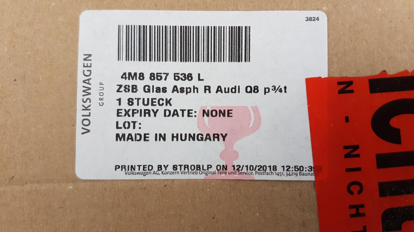 Original AUDI Q8 Spiegelglas (aspharish-weitwinkel) beheizbar Rechts 4M8857536L