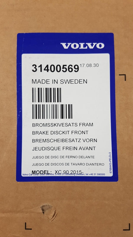 Original VOLVO XC90 2015- Bremsscheibe Vorne 19 Zoll 31400569