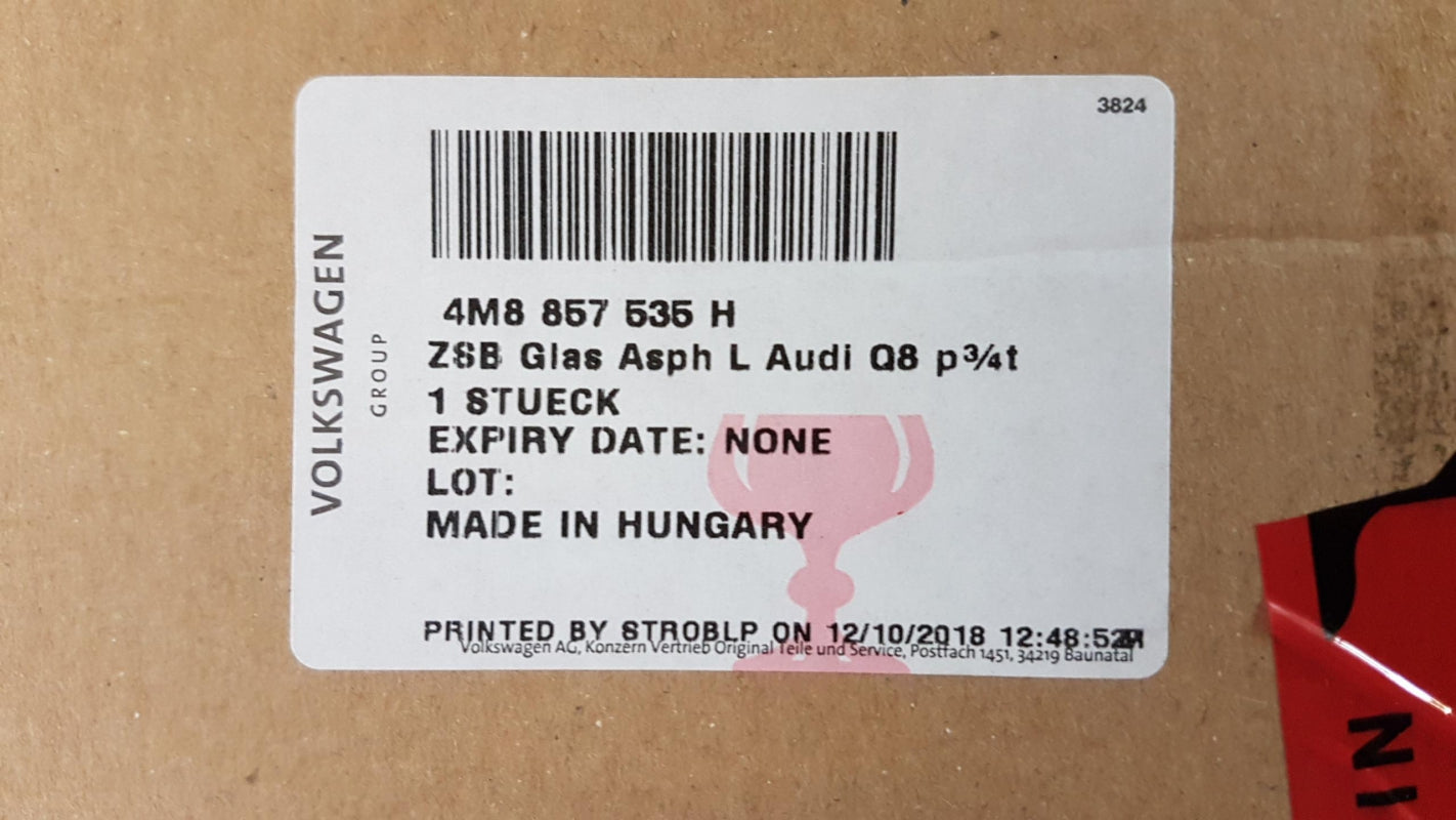 Original AUDI Q8 Spiegelglas (aspharish-weitwinkel) beheizbar Links 4M8857535H