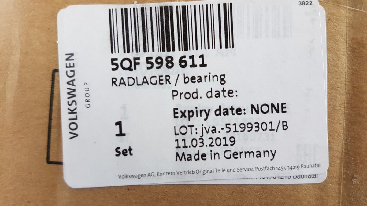 Original VW Sharan II (7N) SKODA Kodiaq I (NS7) Radlagersatz 5QF598611