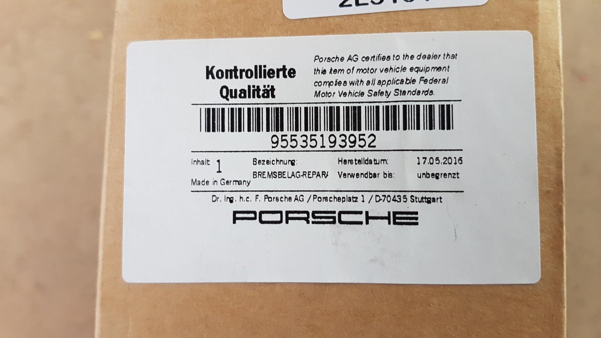 Original PORSCHE Cayenne 955 957 Bremsbeläge vorne 95535193952