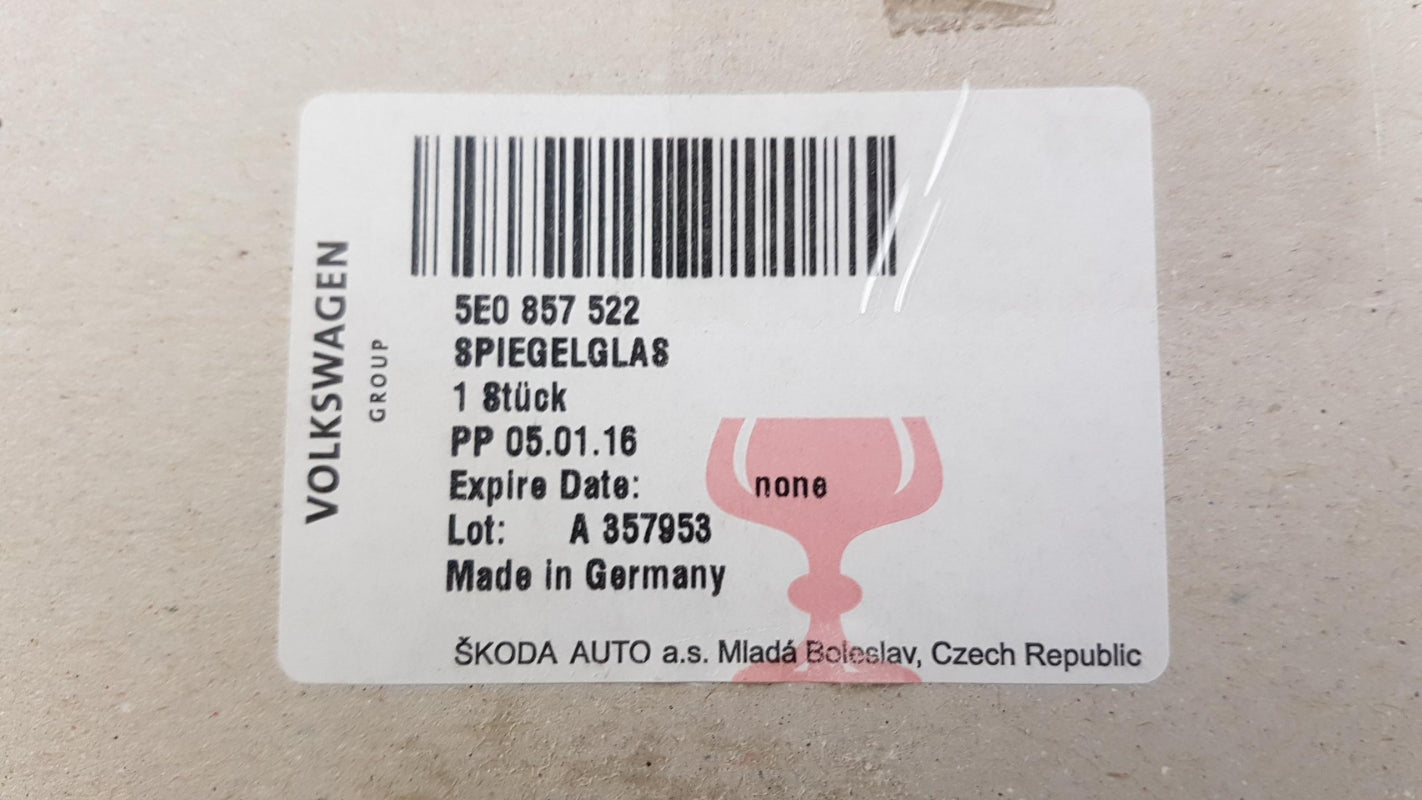 Original OE Volkswagen Außenspiegelglas 5E0857522