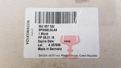Original OE Volkswagen Außenspiegelglas 5E0857522
