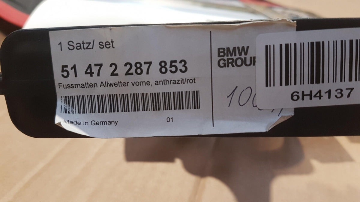 Original BMW 3er F45 F46 Fußmattensatz Allwetter (2 stuk) Vorne 51472287853