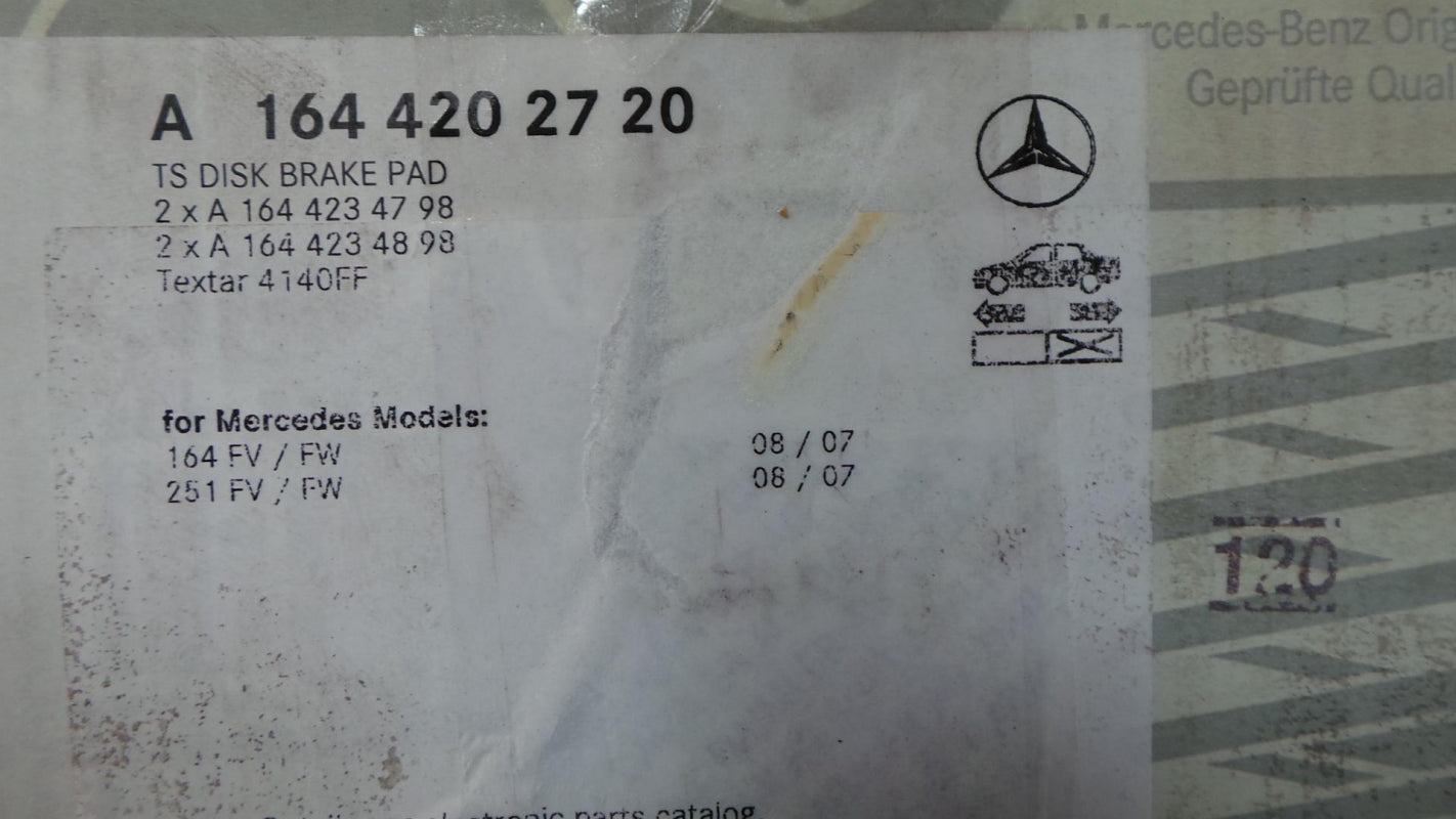 Original MERCEDES-BENZ ML W164 GL X164 W251 Bremsbeläge hinten A1644202720