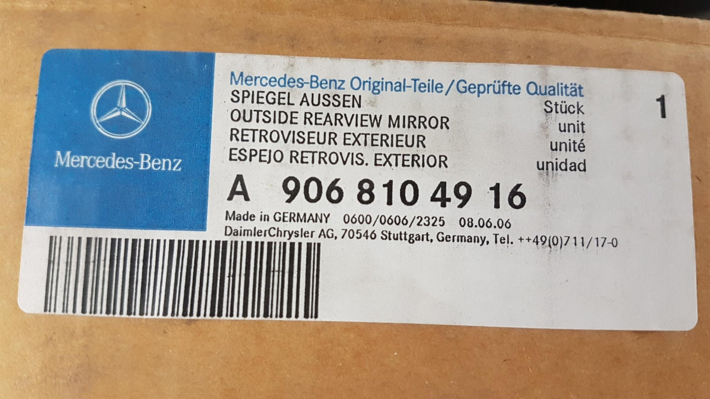 Original MERCEDES-BENZ Sprinter W906 Außenspiegel schwarz Rechts A9068104916