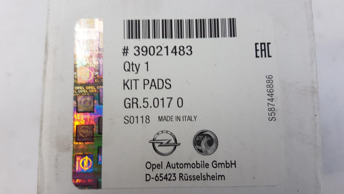 Original OPEL Insignia-A 17 Zoll POC J61/62 Bremsbeläge Satz Hinten 39021483