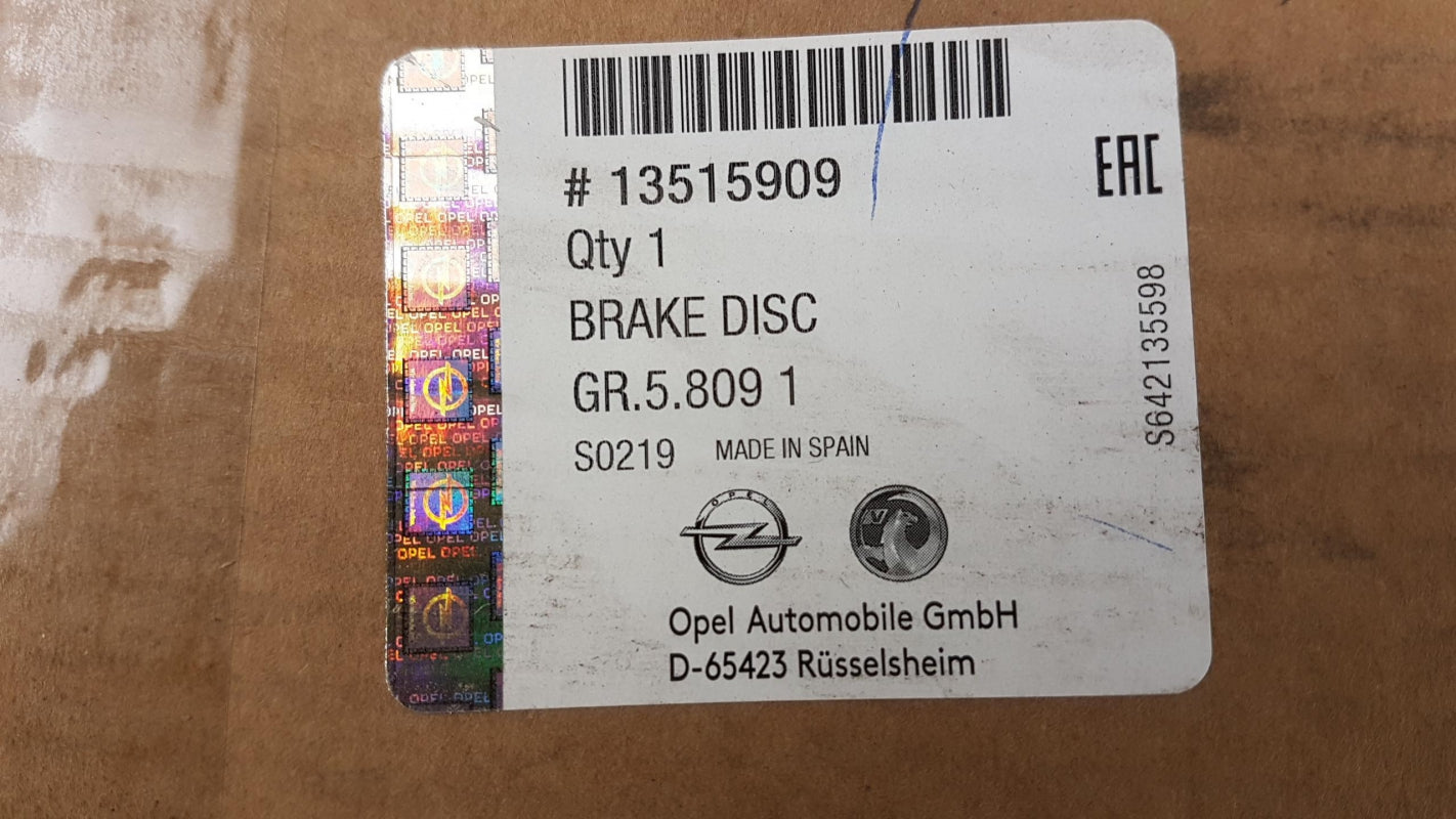 Original OPEL Astra K RPO J60 J79 Bremsscheibe (1 Stück) vorne 13515909