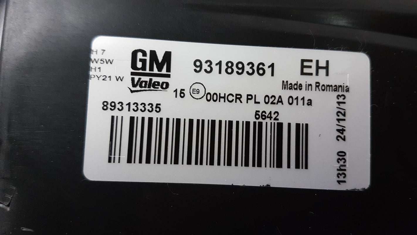 Original OPEL Corsa-D Hauptscheinwerfer Frontlicht schwarz links 93189361