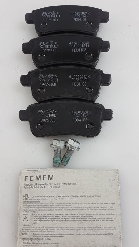 Original RENAULT Megane III Fluence Bremsbeläge Bremsklötze hinten 440604694R