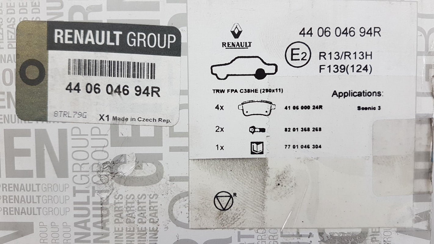 Original RENAULT Megane III Fluence Bremsbeläge Bremsklötze hinten 440604694R