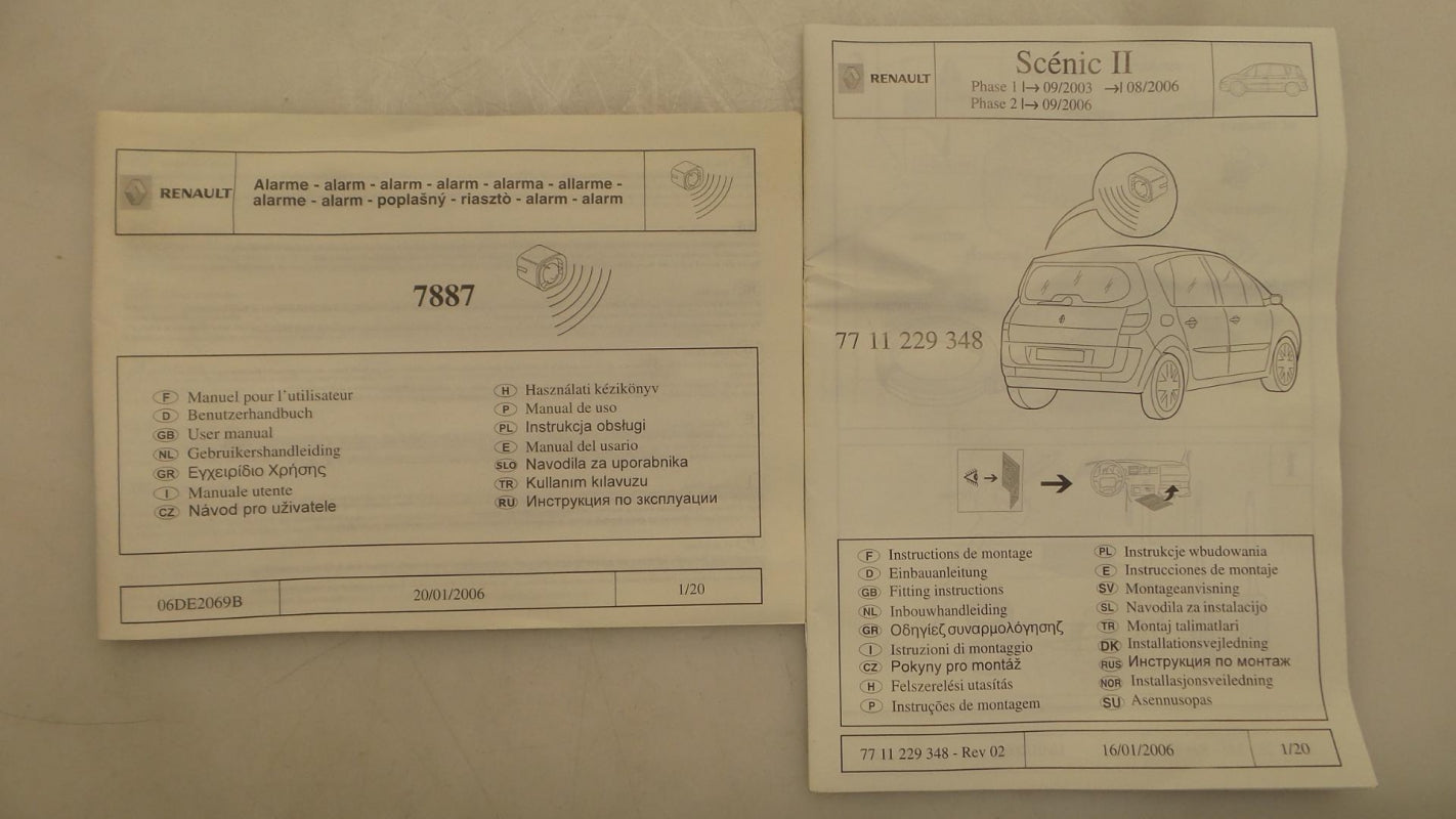 Original RENAULT Scenic II Alarmanlage 7711229348