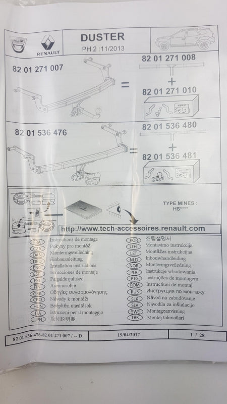 Original RENAULT DACIA Duster I Anhängerkupplung mit Montagesatz 8201271010
