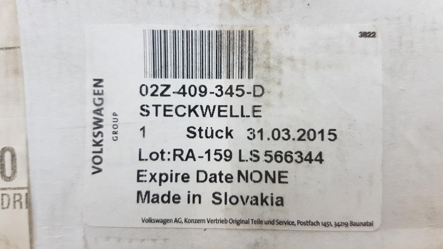 Original VOLKSWAGEN Transporter T5 Zwischenwelle 02Z409345D