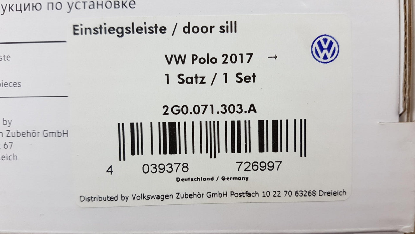 Original VW Polo VI (2G) ab 2017 Einstiegsleisten Aluminium Vorne 2G0071303A