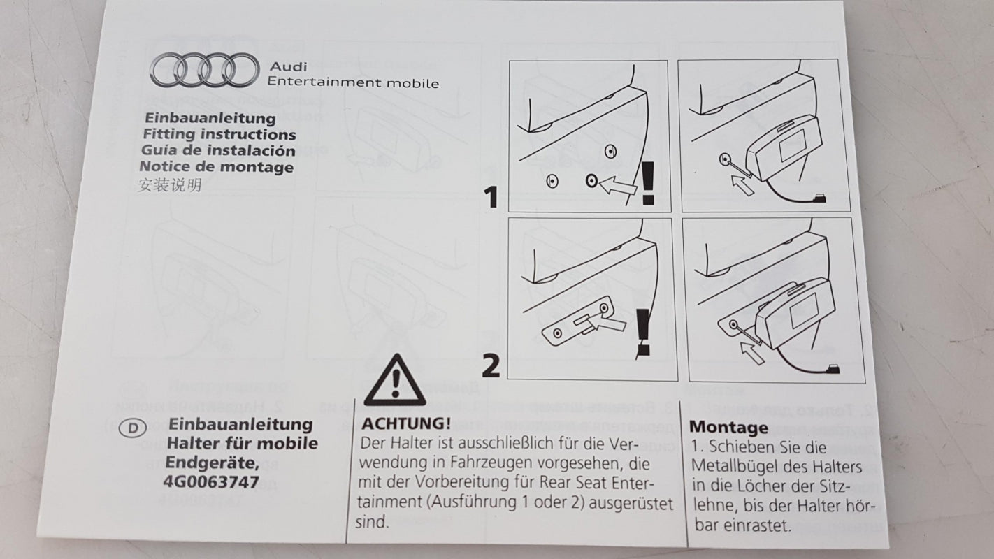 Original AUDI A4 A5 A6 A7 Q5 Q7 RS4 RS6 RS7 Halter für DVD-Player 9" 4G0063747H