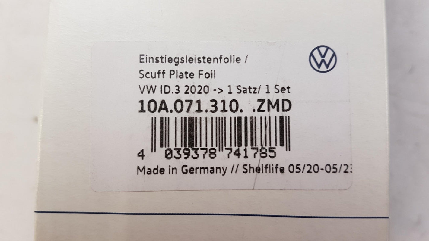 Original VW ID.3 Einstiegsleistenfolie 4 Stück Schwarz/Silber 10A071310ZMD