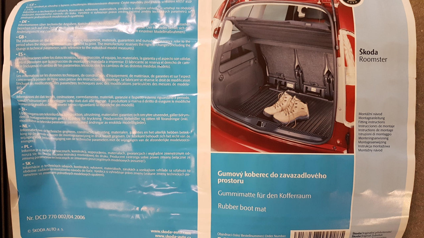 Original SKODA Roomster 2006 - 2015 Kofferraummatte DCD770002