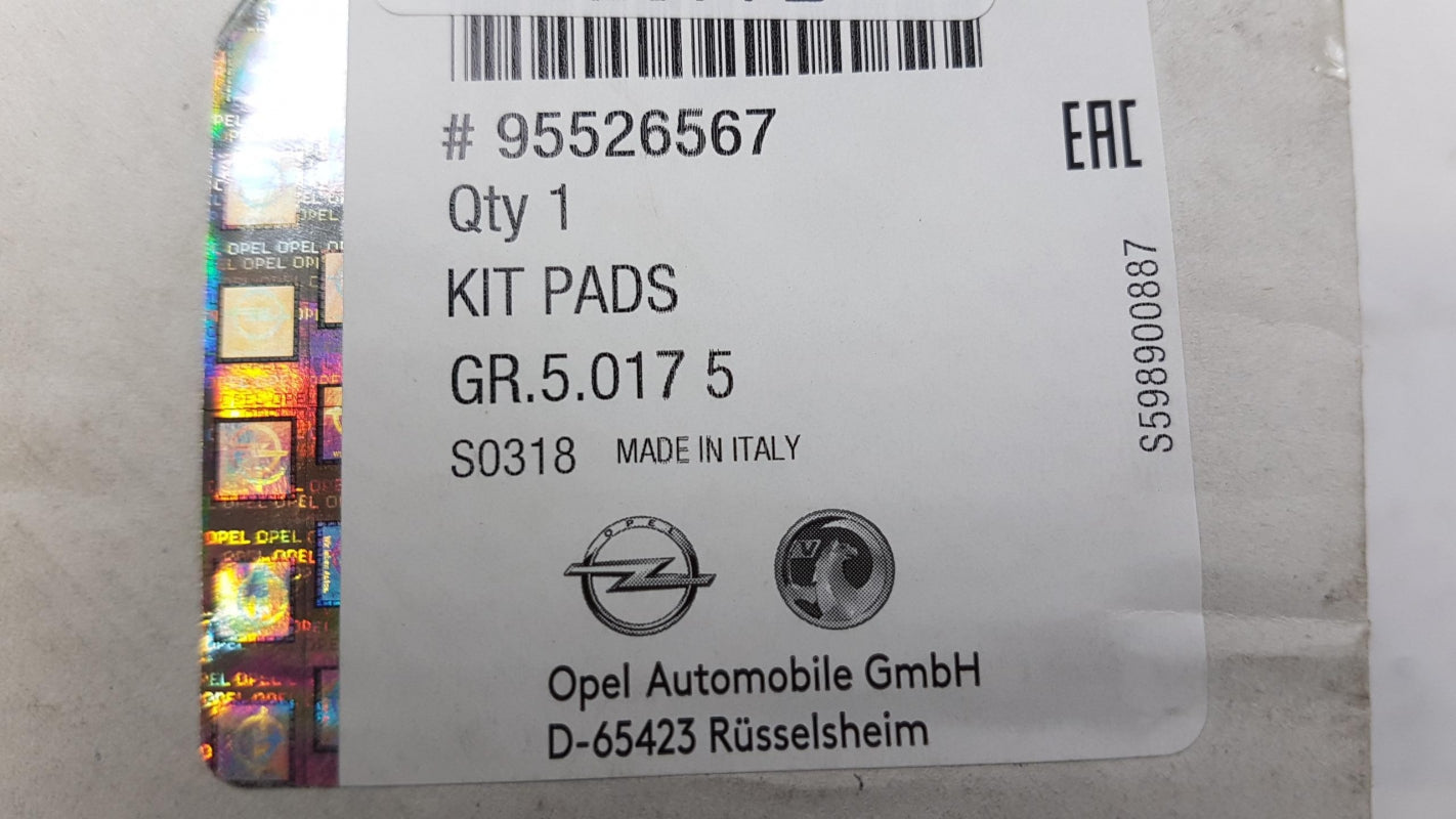 Original OPEL Astra-K Bremsbeläge Satz Vorne 95526567