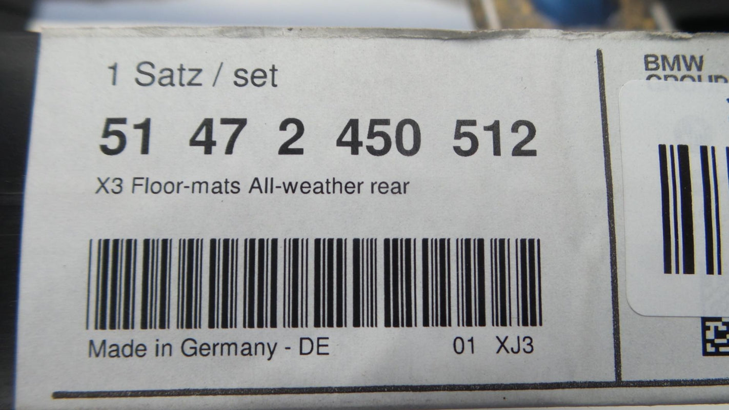 Original BMW X3 (G01) / X4 (G02) Fußmatten Hinten schwarz 51472450512