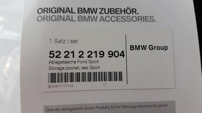Original BMW Sport Line Ablagetasche Fond mit Getränkehalter Schwarz 52212219904