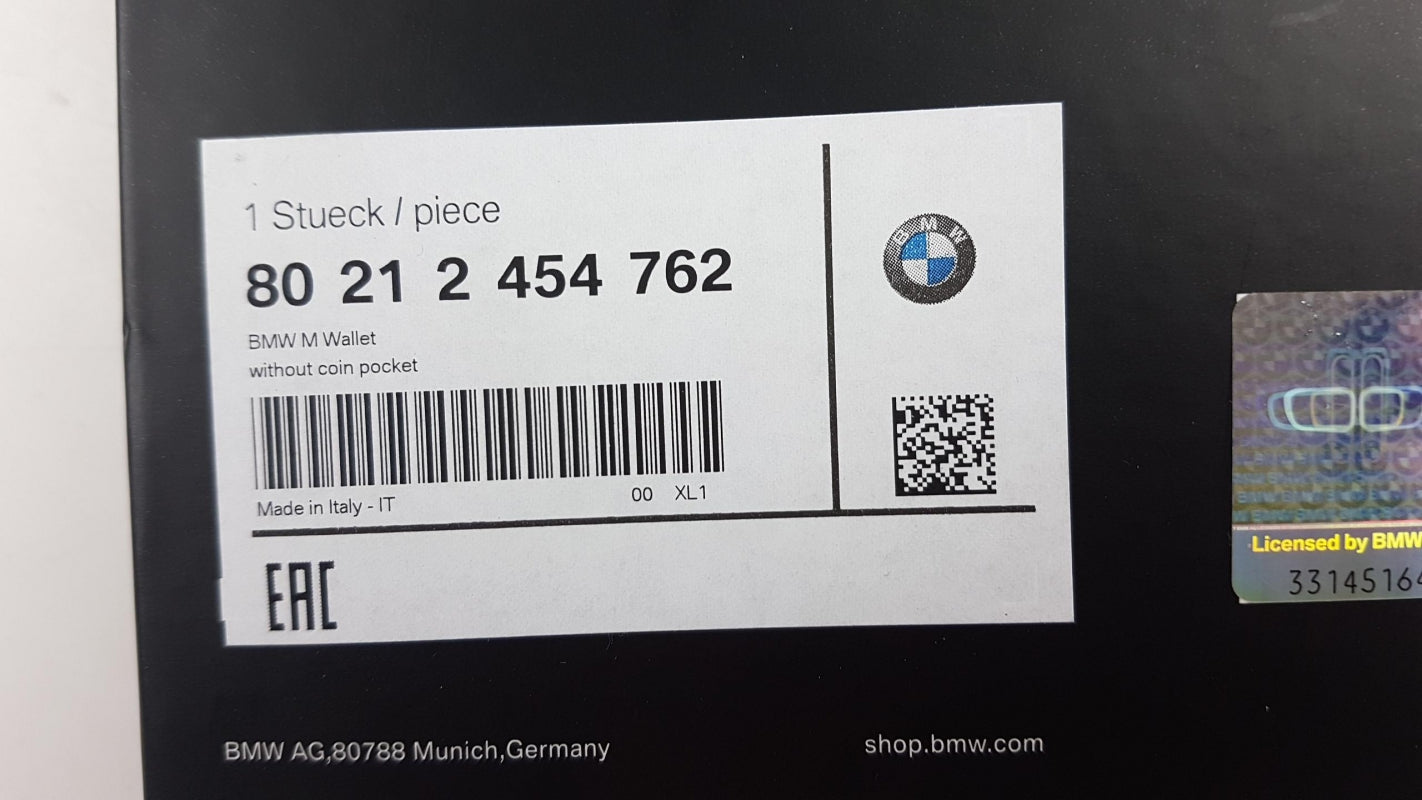 Original BMW Geldbörse ohne Münzfach Leder mit Carbonfaser schwarz 80212454762