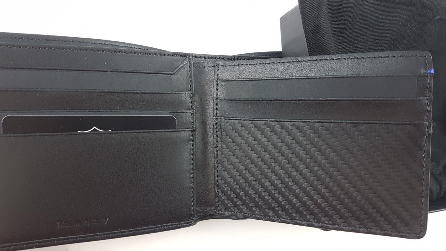Original BMW Geldbörse ohne Münzfach Leder mit Carbonfaser schwarz 80212454762