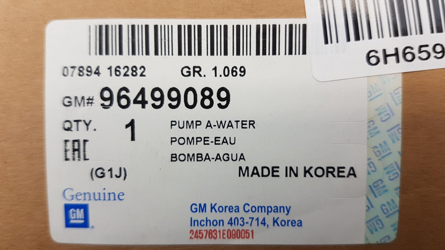 Original CHEVROLET DAEWOO Lacetti Nubira Optra Wasserpumpe 96499089
