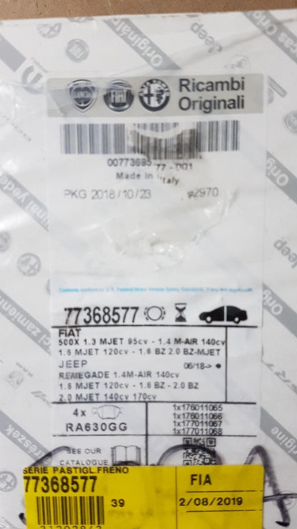 Original FIAT 500X Jeep Renegade Bremsbeläge Vorne 77368577