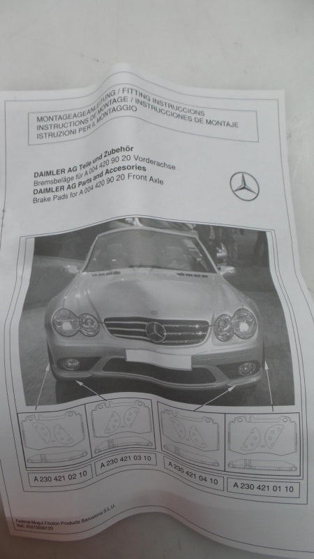 Original MERCEDES-BENZ C219 W220 W211 R171 R230 Bremsbeläge vorne A004420902065