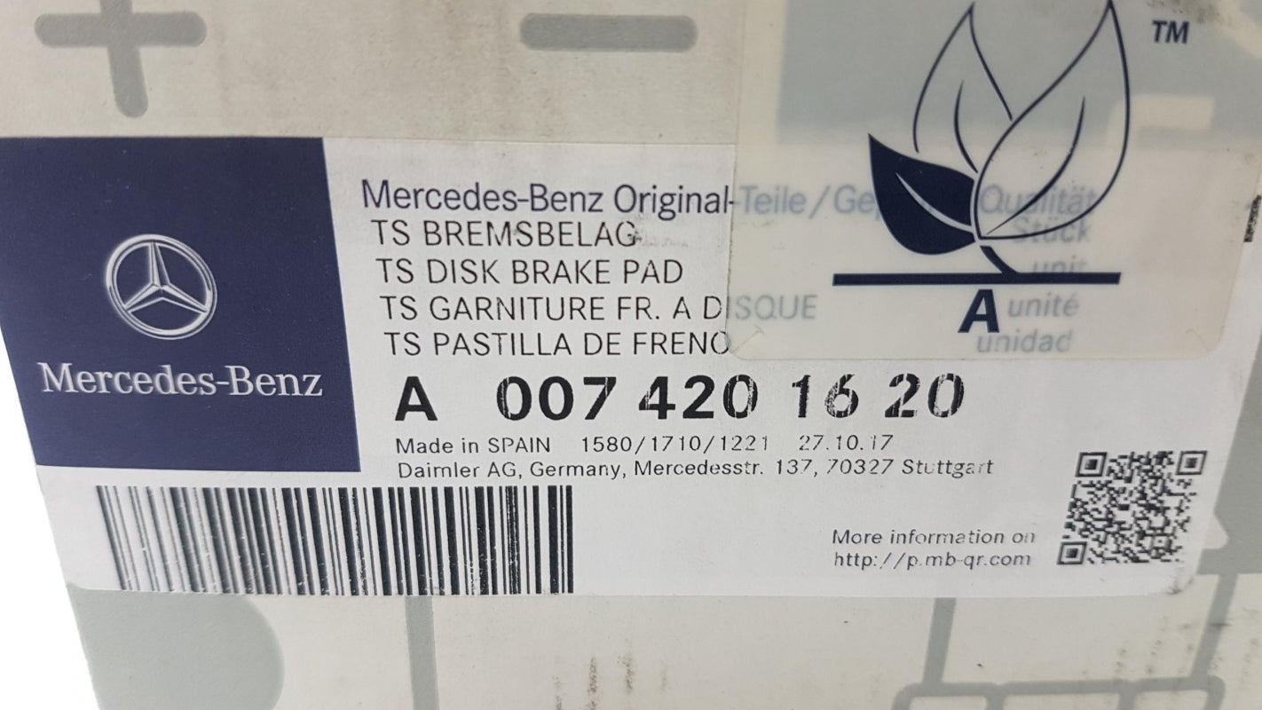 Original MERCEDES-BENZ E-klasse W212 V212 S212 Bremsbeläge vorne A0074201620