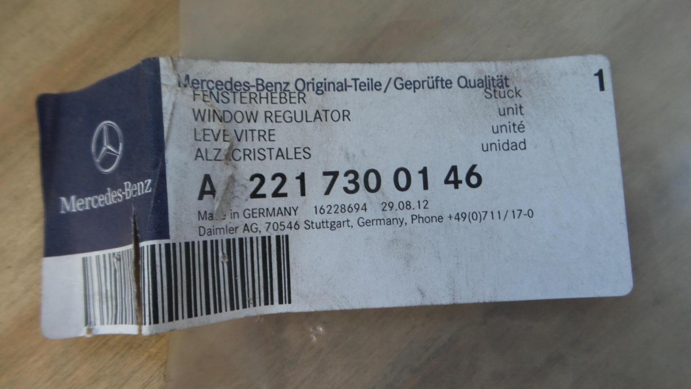 Original MERCEDES-BENZ W221 Fensterheber ohne Motor hinten links A2217300146