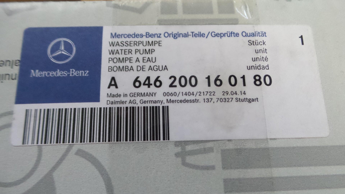 Original MERCEDES-BENZ W906 Sprinter W639 Vito OM646 Wasserpumpe A646200160180