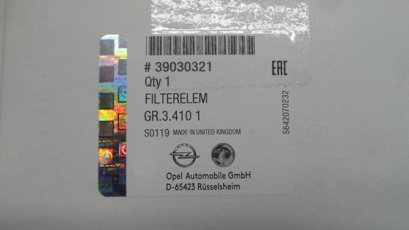 Original OE OPEL Luftfilter 39030321