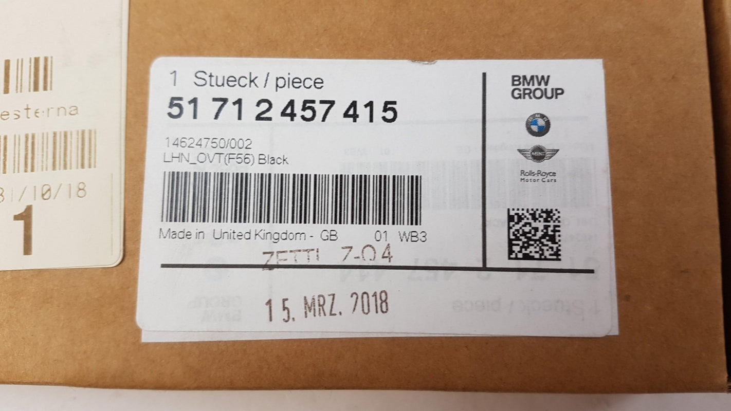 Original BMW MINI F54 F55 F60 Türaußengriff Hinten Links Schwarz 51712457415
