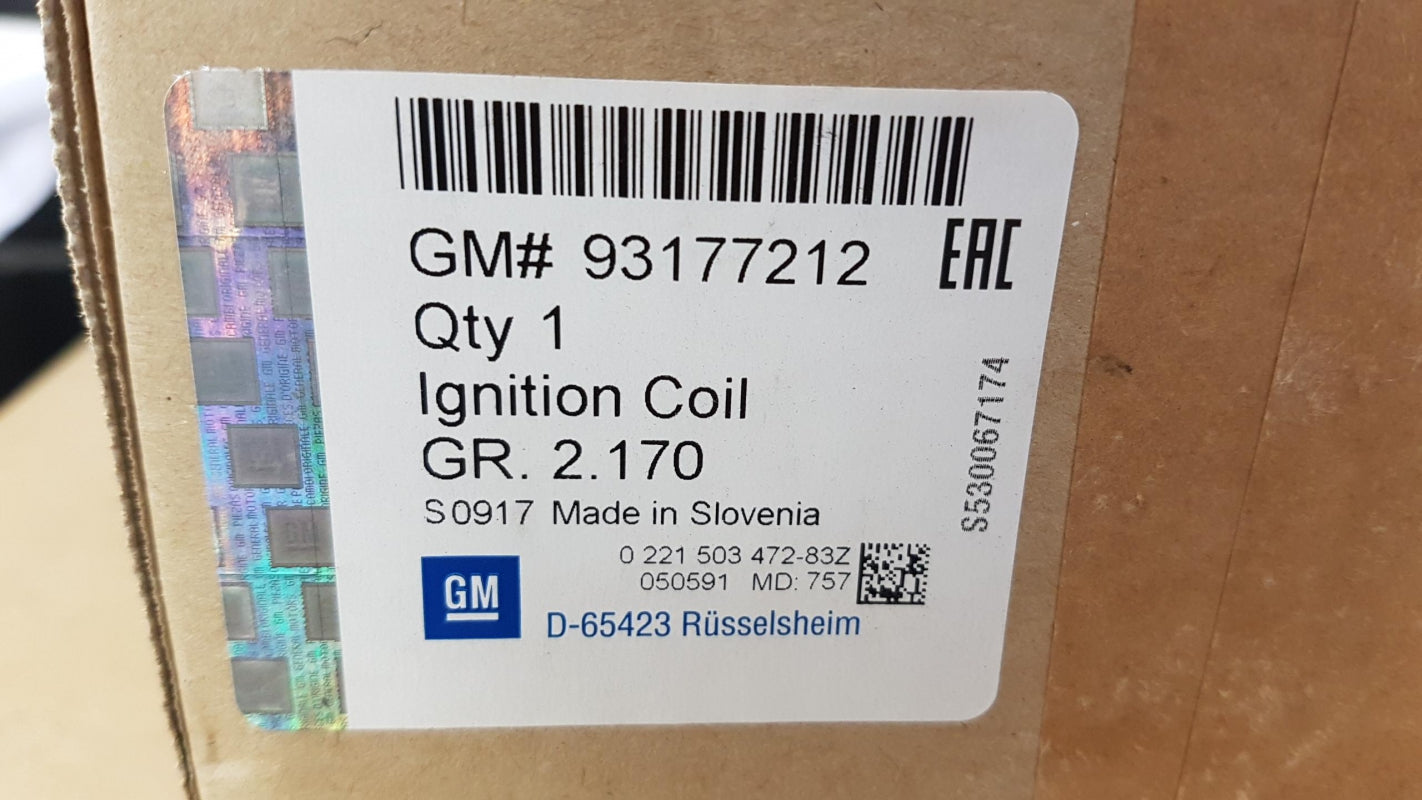 Original OPEL Agila-A Astra-G/H Corsa-C/D Meriva-A Zafira-A Zündspule 93177212