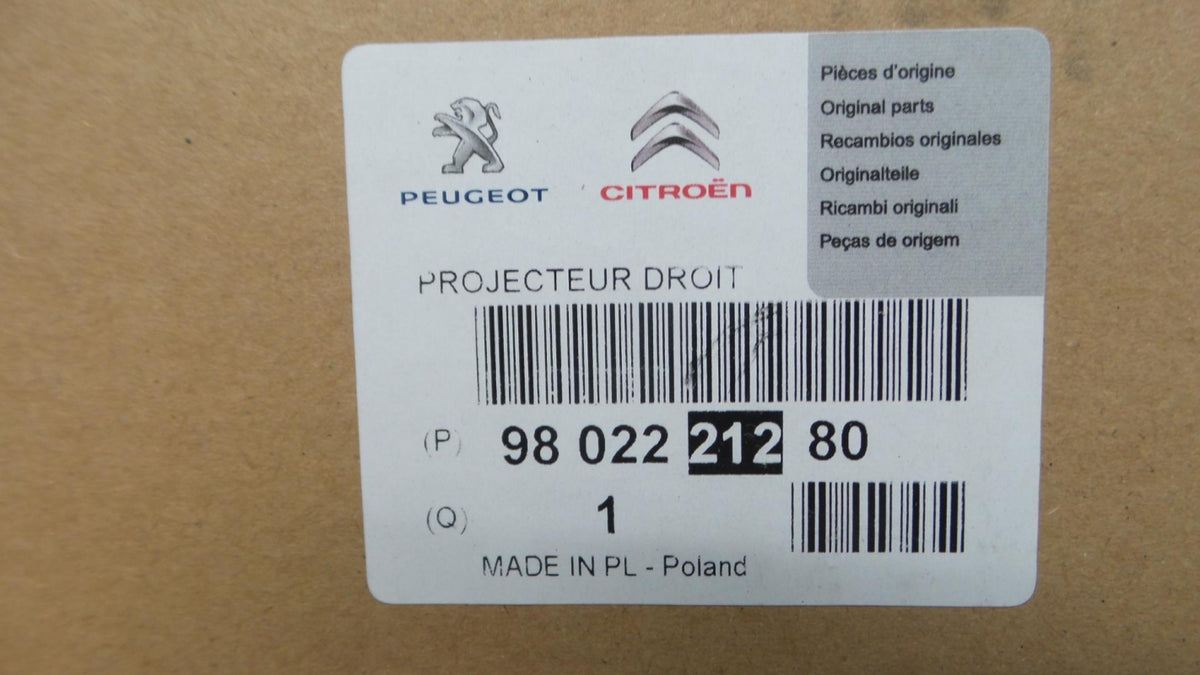 Original PEUGEOT 208 Frontscheinwerfer Scheinwerfer Rechts 9802221280