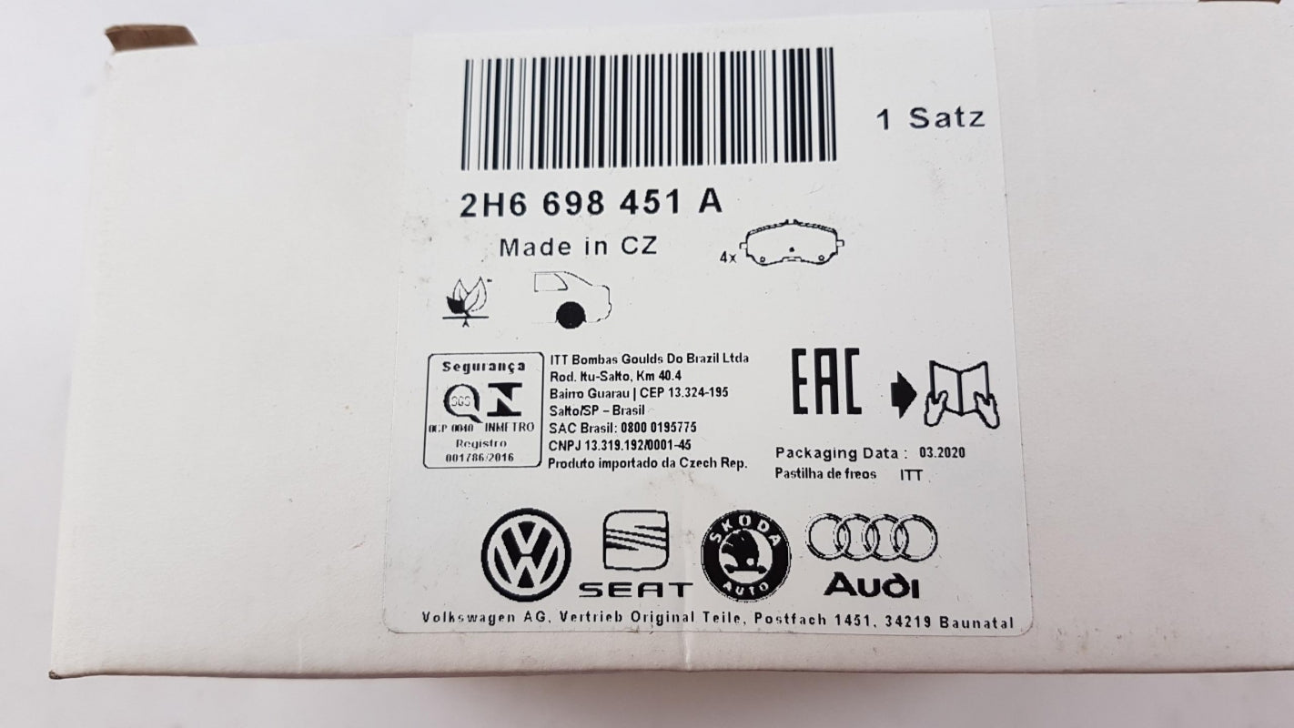 Original VW Amarok Crafter 2017- Bremsbeläge Satz Hinten 2H6698451A