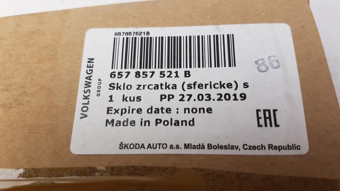 Original SKODA Kamiq /Scala Außenspiegelglas Spiegelglas konvex Links 657857521B