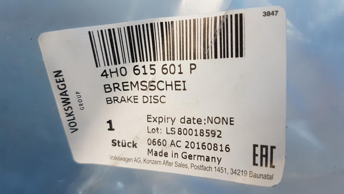 Original AUDI A6 A7 A8 Bremsscheibe (1 stück) belüftet hinten 4H0615601P
