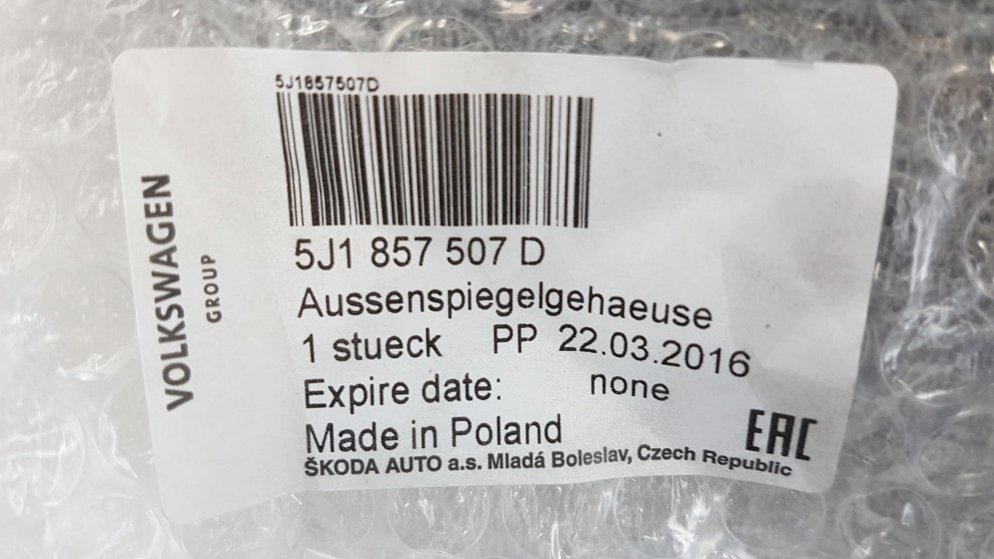 Original SKODA Fabia II '07-'14 Außenspiegelgehäuse links 5J1857507D