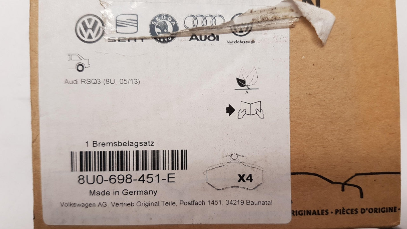 Original AUDI RS Q3 '13-'16 Bremsbeläge hinten 8U0698451E