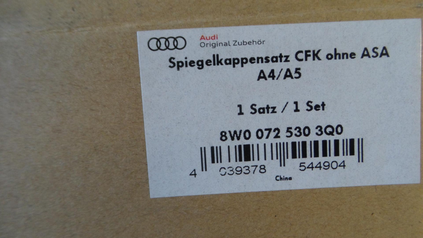 Original AUDI A4 A5 Außenspiegelkappen Satz 2-Stück karbon 8W00725303Q0