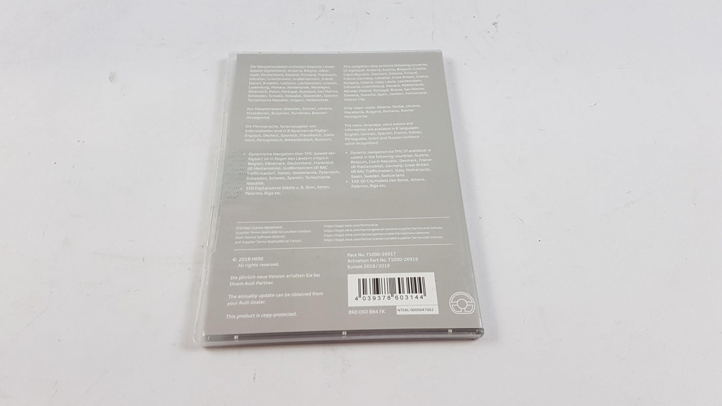 Original AUDI Aktivierungsdokument (Navigationsdaten) Europa MMI 3G 8R0060884FK