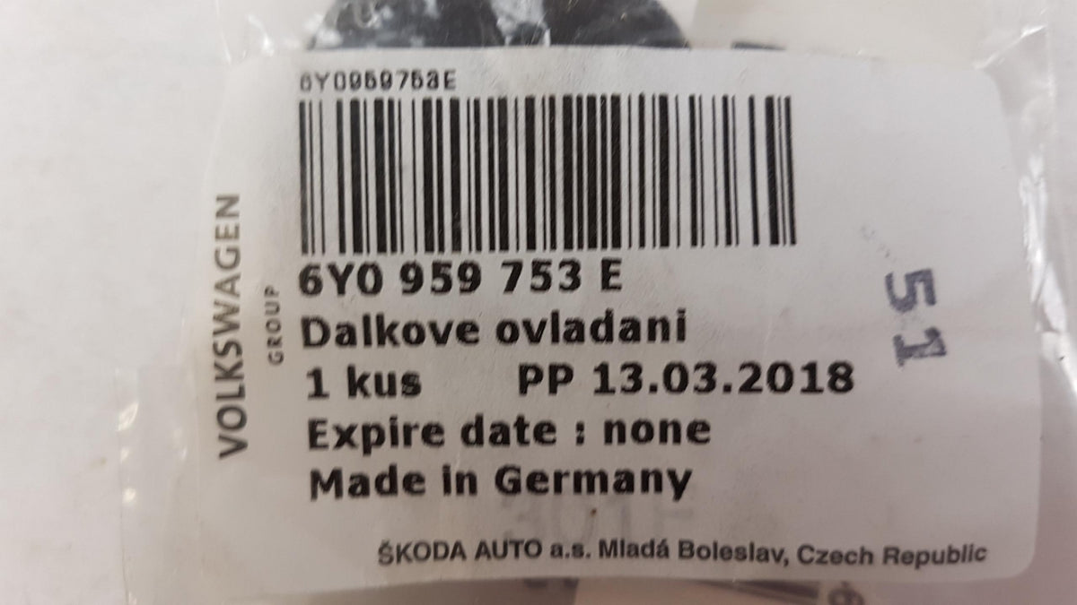 Original SKODA Fabia Octavia Funkfernbedienung 2-Tasten 6Y0959753E